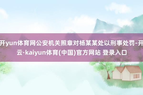 开yun体育网公安机关照章对杨某某处以刑事处罚-开云·kaiyun体育(中国)官方网站 登录入口