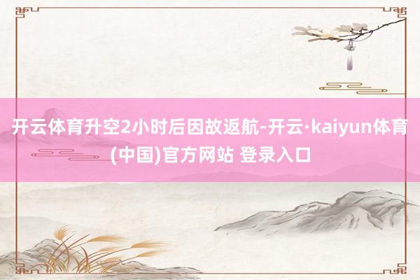 开云体育升空2小时后因故返航-开云·kaiyun体育(中国)官方网站 登录入口