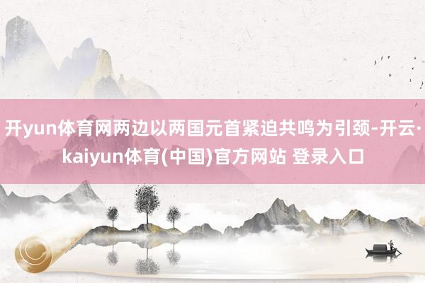 开yun体育网两边以两国元首紧迫共鸣为引颈-开云·kaiyun体育(中国)官方网站 登录入口