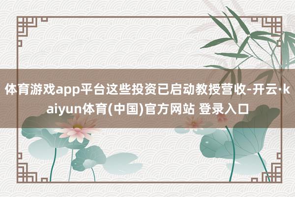 体育游戏app平台这些投资已启动教授营收-开云·kaiyun体育(中国)官方网站 登录入口
